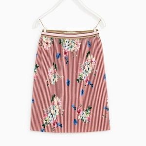 Zara girls velvet pleated printed skirt